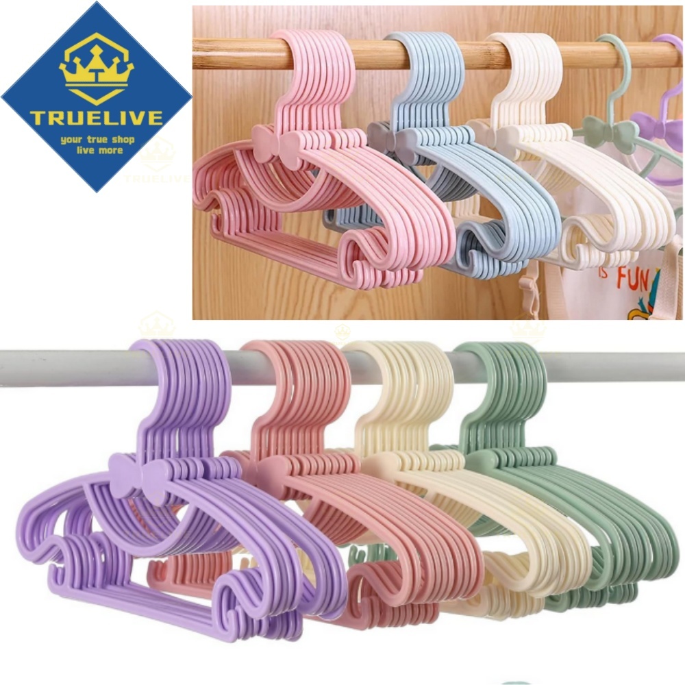 Baby Clothing Hanging Rack - 30/20/10/5/1PC ベビー服ラックプラスチックタオルディスプレイスカーフハンガー子供服コートハンガーかわいいちょう結びハンガーオーガナイザー