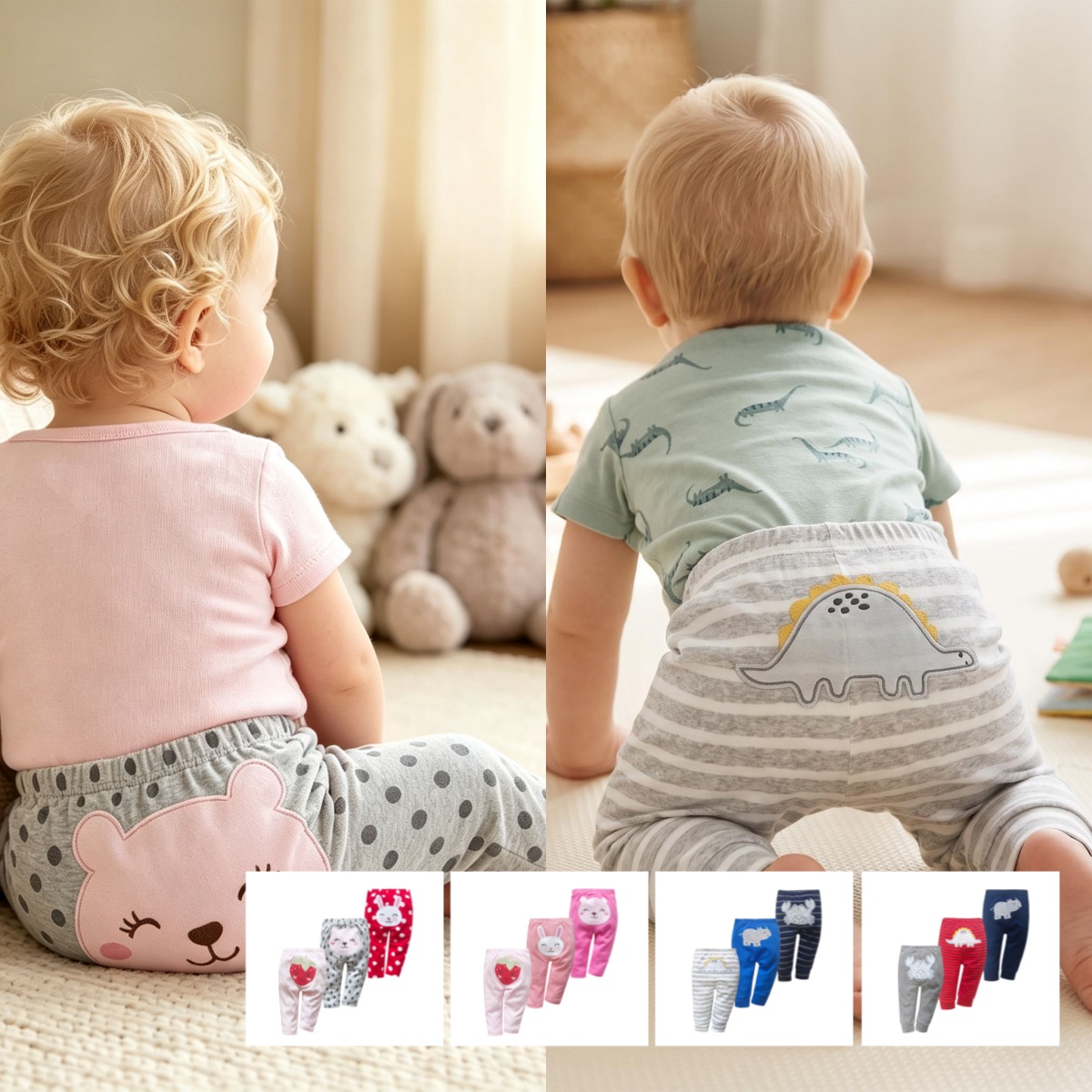 Toddler Legging Set - 新生児用ユニセックスコットンハーレムパンツ3枚セット、春夏ニット幼児用レギンス、男の子女の子用ベビーパンツ、子供服