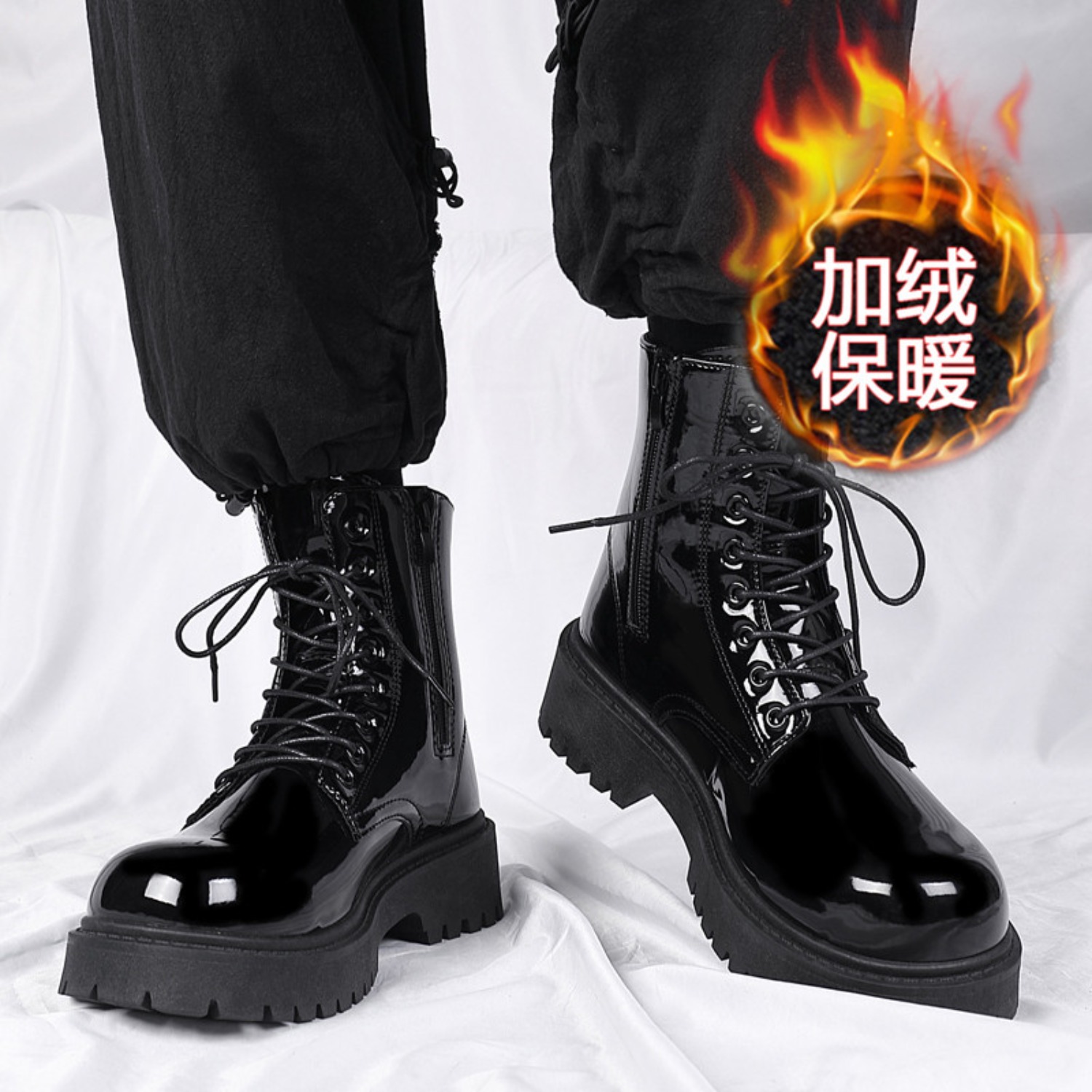 Soft Sole Booties - メンズ暖かいプラッシュハイカットブーツ、冬用ソフトソール滑り止めアウトドアカジュアルブーツ、ファッショナブルなプラスサイズユニセックス快適スノーワークシューズ
