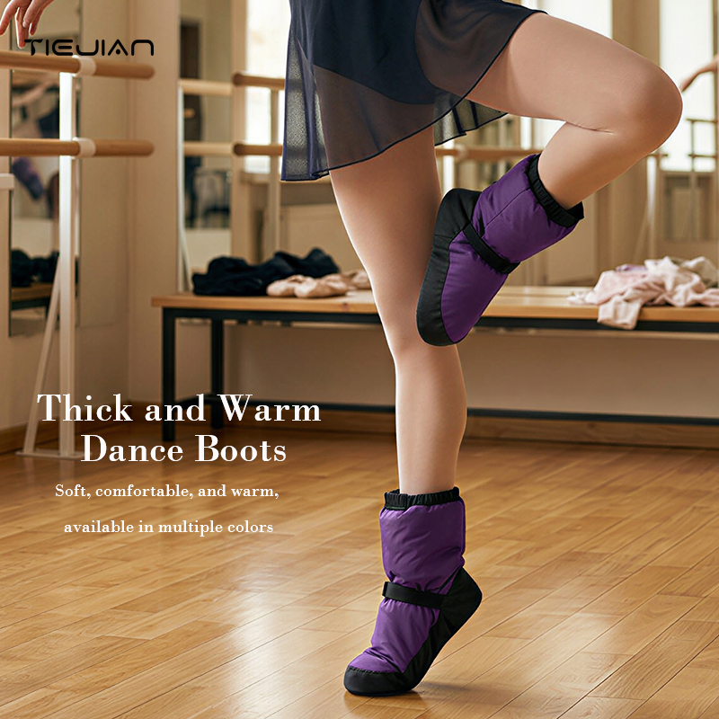Soft Sole Booties - バレエウォームブーツ、女性用ソフトソールダンス練習用コットンシューズ、子供用プロ仕様厚底冬用ダンスウォームシューズ