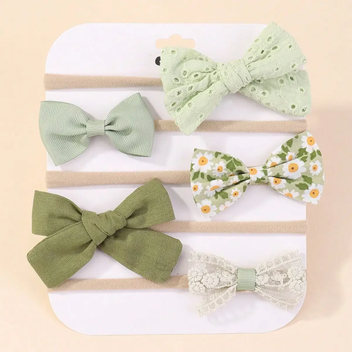 Newborn Gift Set - 5 ピース/セットベビー弾性ヘッドバンド新生児フラワーレースちょう結びナイロンヘアバンド女の子幼児ソフトヘアアクセサリーギフト