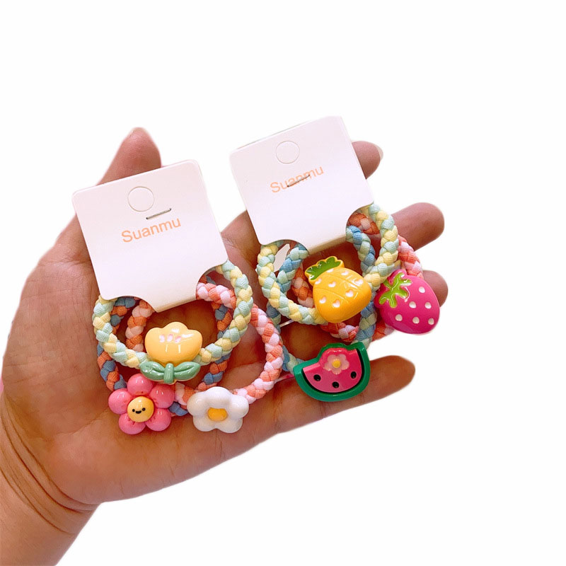 Newborn Gift Set - 女の子のための弾性ヘアバンド、カワイイ花、果物の髪のネクタイ、赤ちゃんのカラフルなハートロープ、かわいいヘアバンドのギフト、セットあたり3個