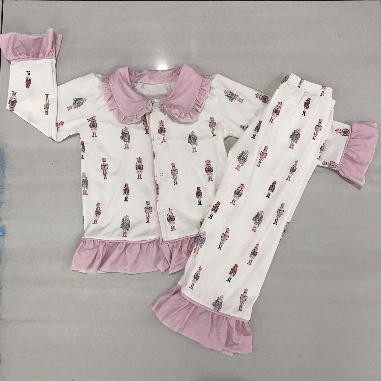 Toddler Legging Set - クリスマス最新デザイン 秋の新作パジャマ 女の子用ピンク 男の子用ブルー ラペル付き長袖ズボン ブティックスーツ