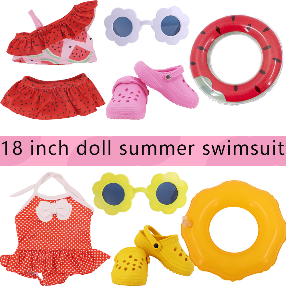 Baby Clothing Girls - ヘッドフラワー水着魚鱗スタイル 43 センチメートルベビードールアイテム & 18 インチアメリカンドールガール、世代アクセサリー服用