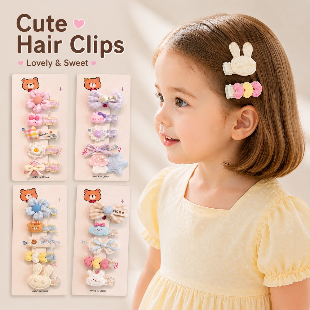 Newborn Gift Set - 女の子用のかわいいベビーヘアクリップセット、リボン、花、ウサギのヘアアクセサリー、幼児用スナップクリップ、柔らかい布製ヘアピン、子供へのプレゼント