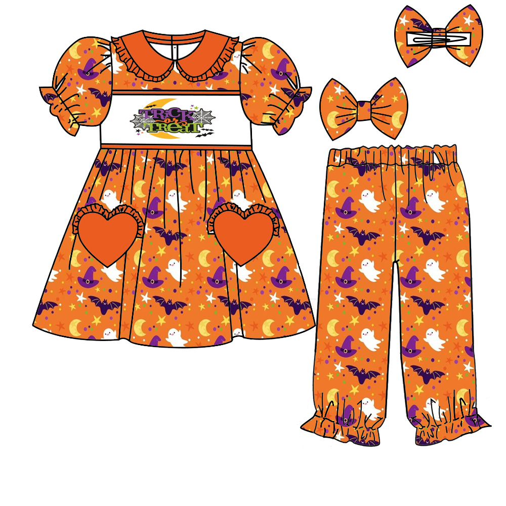 Toddler Legging Set - 新しいハロウィンブティック子供用スーツ半袖伸縮性バットハットスタープリントズボン女の子男の子用パジャマセット