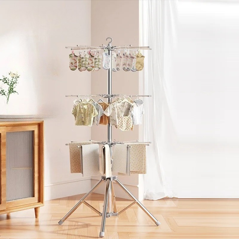 Baby Clothing Hanging Rack - ベビー服乾燥ラック - 折りたたみ式屋内/屋外ランドリーオーガナイザー、32ピン付き、保育園およびバルコニー用の特別な幼児用衣類ハンガー