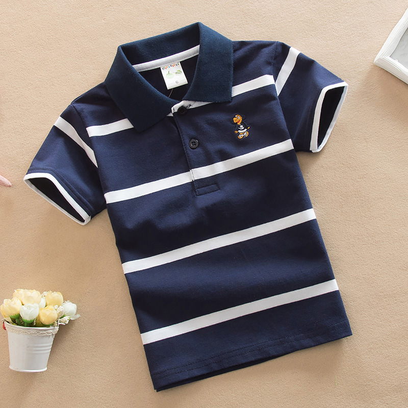 夏の男の子ポロシャツ半袖 Tシャツ子供のための少年ボトム無地 - Baby Clothing In Summer のレビューと価格