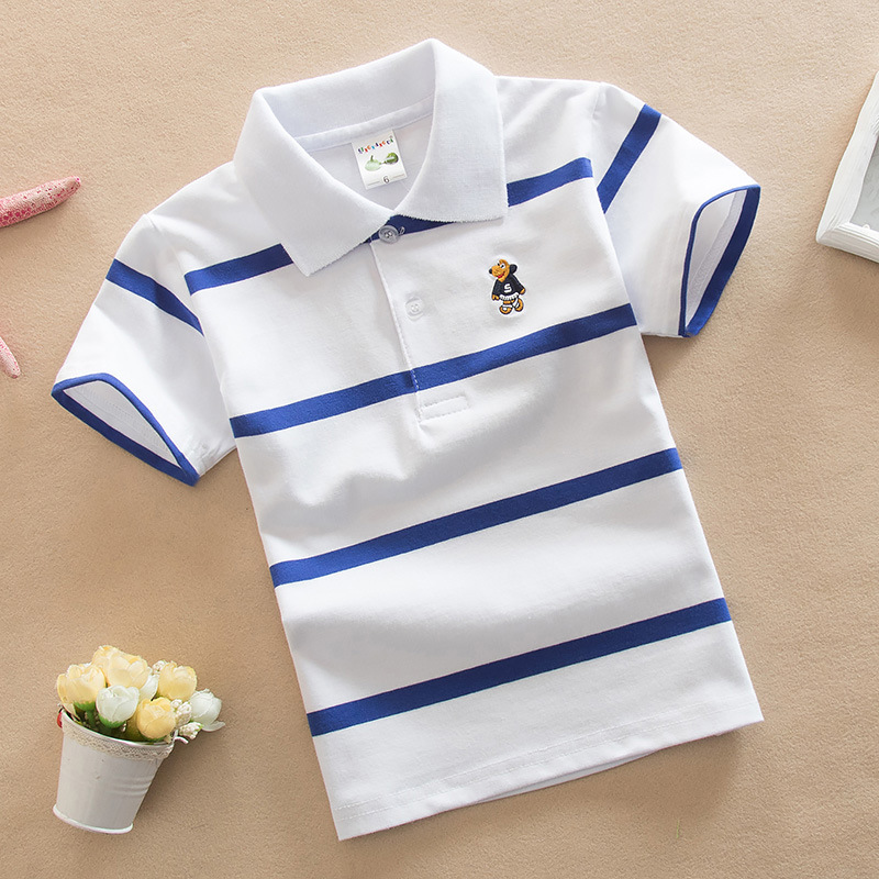 夏の男の子ポロシャツ半袖 Tシャツ子供のための少年ボトム無地 - Baby Clothing In Summer のレビューと価格