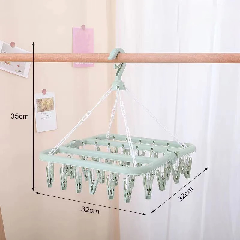 衣類乾燥ハンガー 32個のクリップとドリップ付き折りたたみ式 - Baby Clothing Hanging Rack のレビューと価格