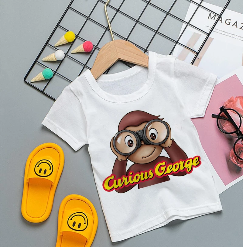 おさるのジョージのカートゥーンプリントTシャツ 子供用 面白 - Baby Clothing Sale のレビューと価格