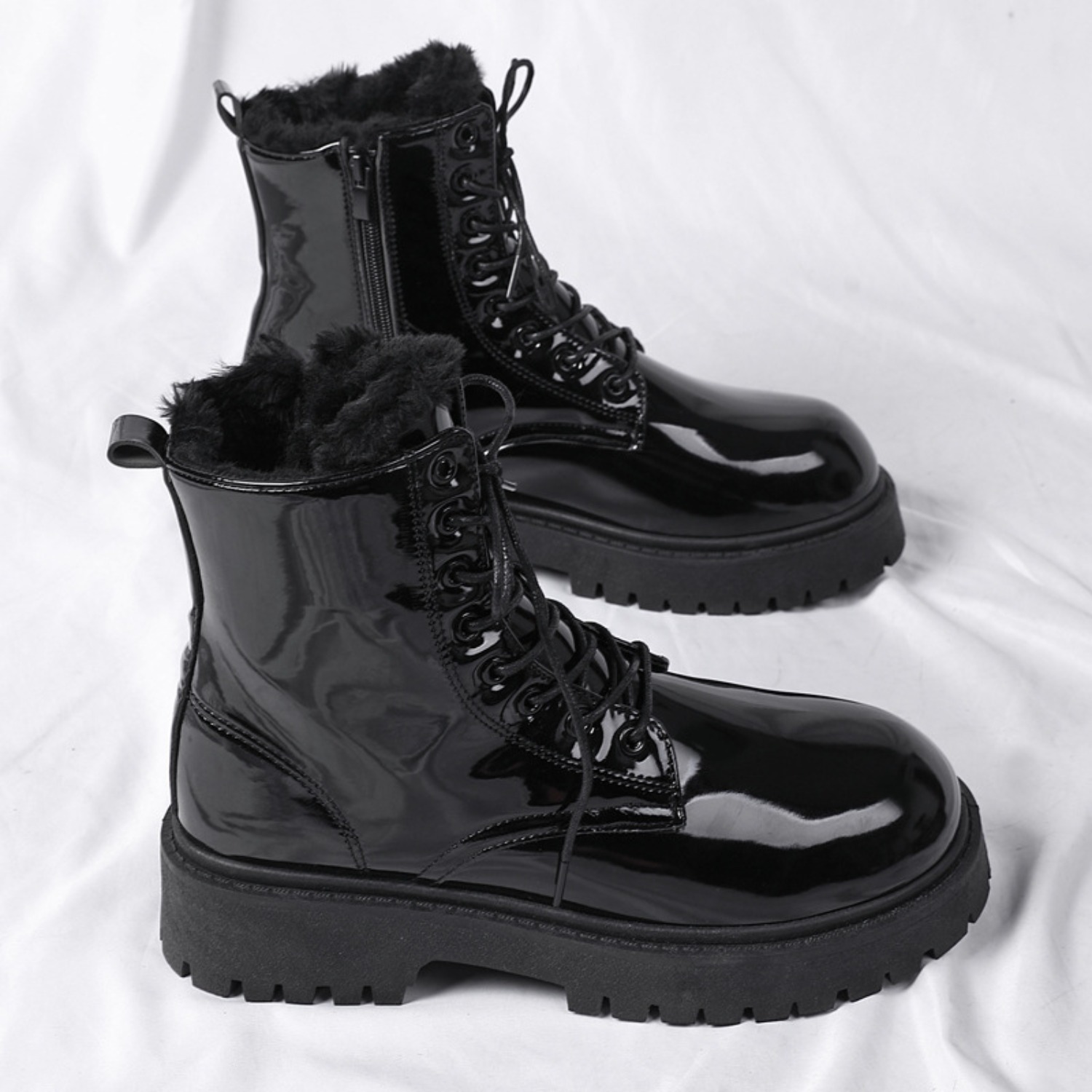 メンズ暖かいプラッシュハイカットブーツ、冬用ソフトソール滑り - Soft Sole Booties のレビューと価格