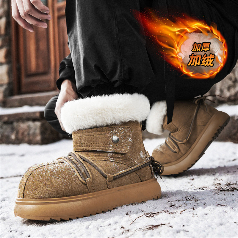2025年新作 冬用 メンズ スノーブーツ レザー 暖かい裏 - Soft Sole Booties のレビューと価格