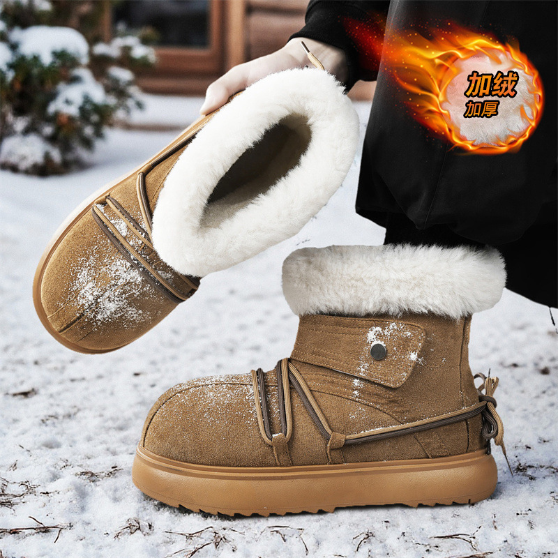 2025年新作 冬用 メンズ スノーブーツ レザー 暖かい裏 - Soft Sole Booties のレビューと価格