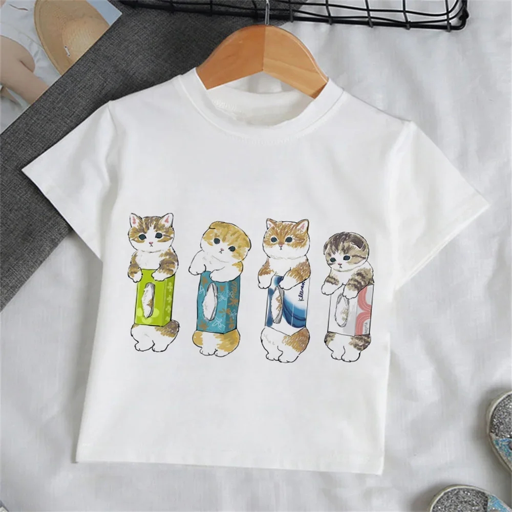 子供服 女の子用 カートゥーン猫柄Tシャツ 半袖 ベビーサマ - Baby Clothing In Summer のレビューと価格