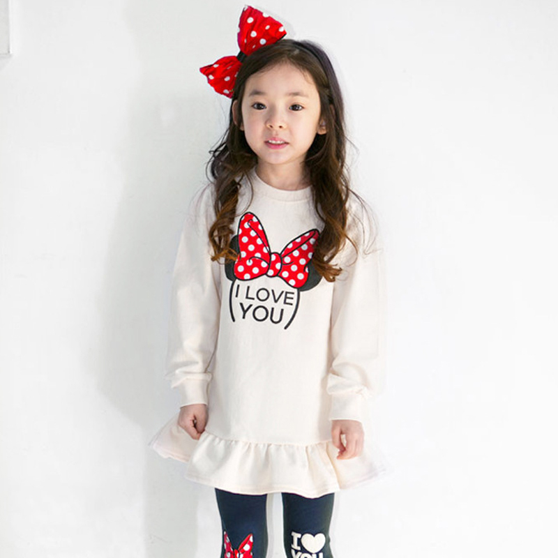 子供服セット春秋の漫画のボウノット長袖コットンシャツ + レ - Toddler Legging Set のレビューと価格