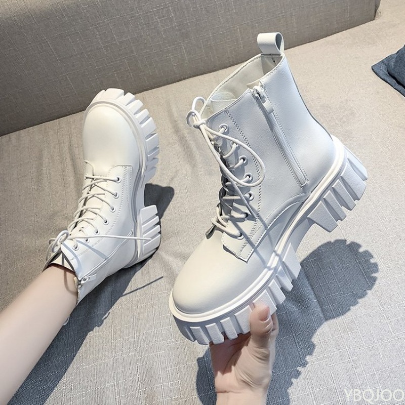 厚底レースアップブーツ女性の秋冬の新しいスタイルの快適な柔ら - Soft Sole Booties のレビューと価格