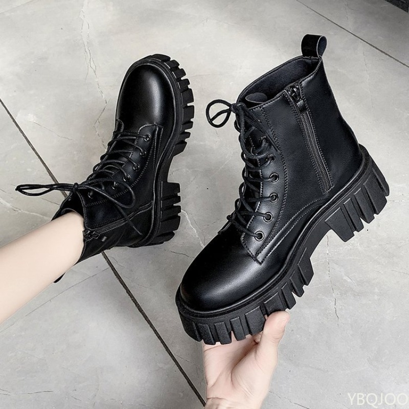 厚底レースアップブーツ女性の秋冬の新しいスタイルの快適な柔ら - Soft Sole Booties のレビューと価格