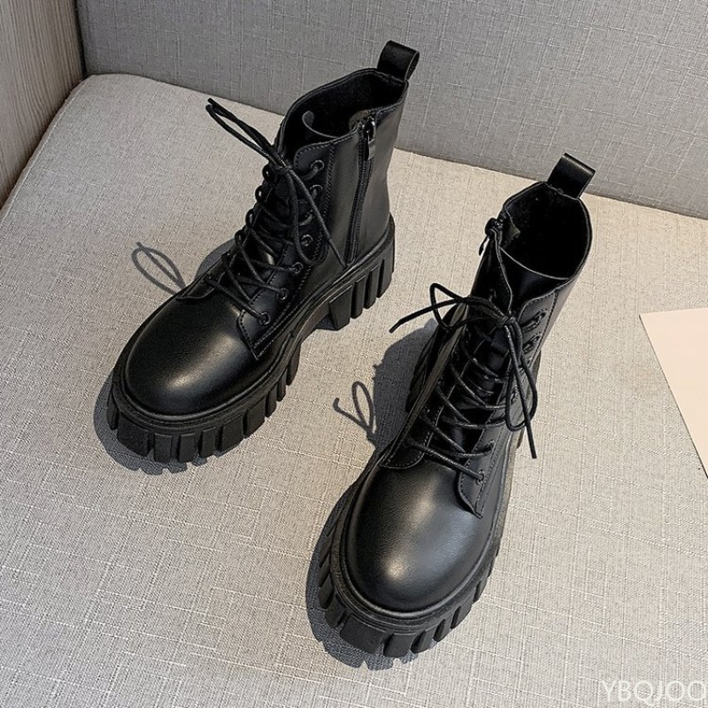 厚底レースアップブーツ女性の秋冬の新しいスタイルの快適な柔ら - Soft Sole Booties のレビューと価格
