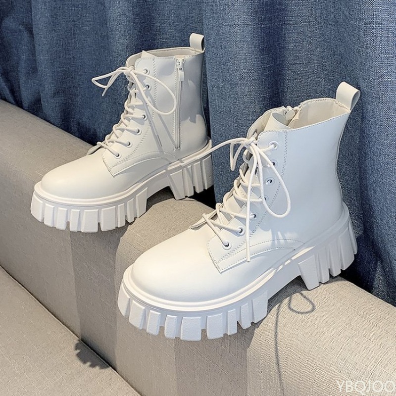 厚底レースアップブーツ女性の秋冬の新しいスタイルの快適な柔ら - Soft Sole Booties のレビューと価格