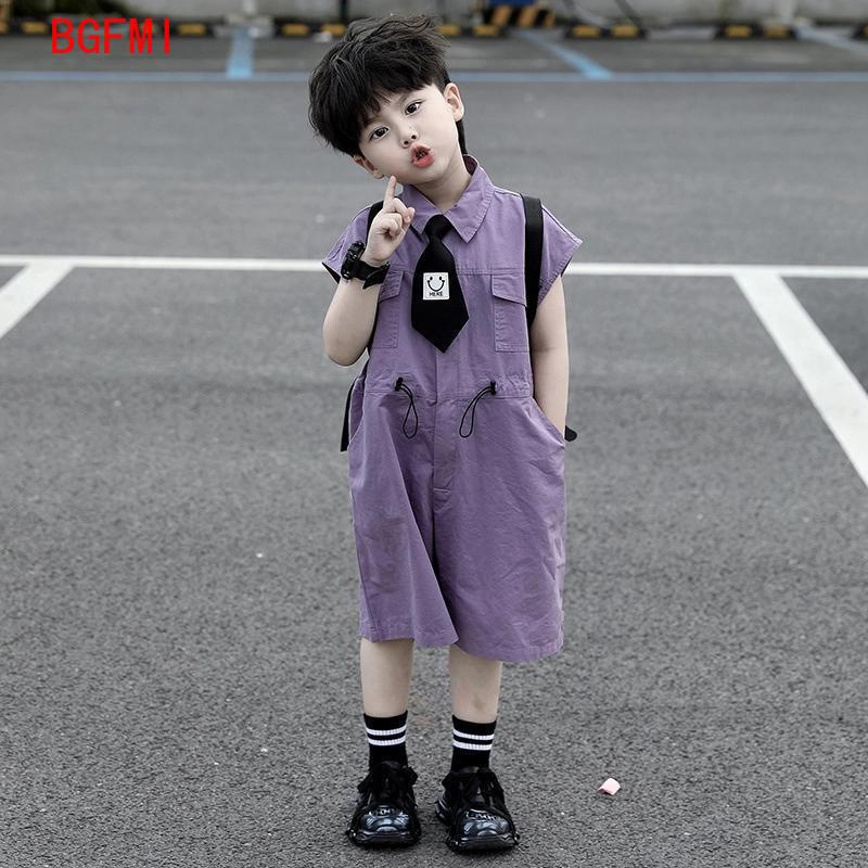 キッズサマーショーツオーバーオールカプリボーイズパープルパン - Baby Clothing In Summer のレビューと価格
