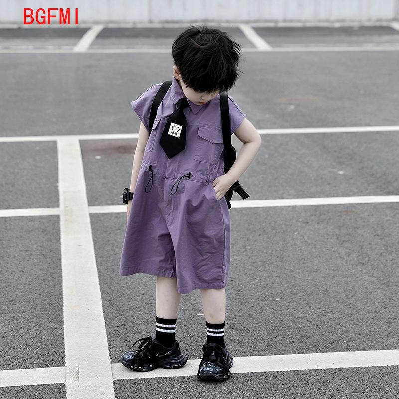 キッズサマーショーツオーバーオールカプリボーイズパープルパン - Baby Clothing In Summer のレビューと価格