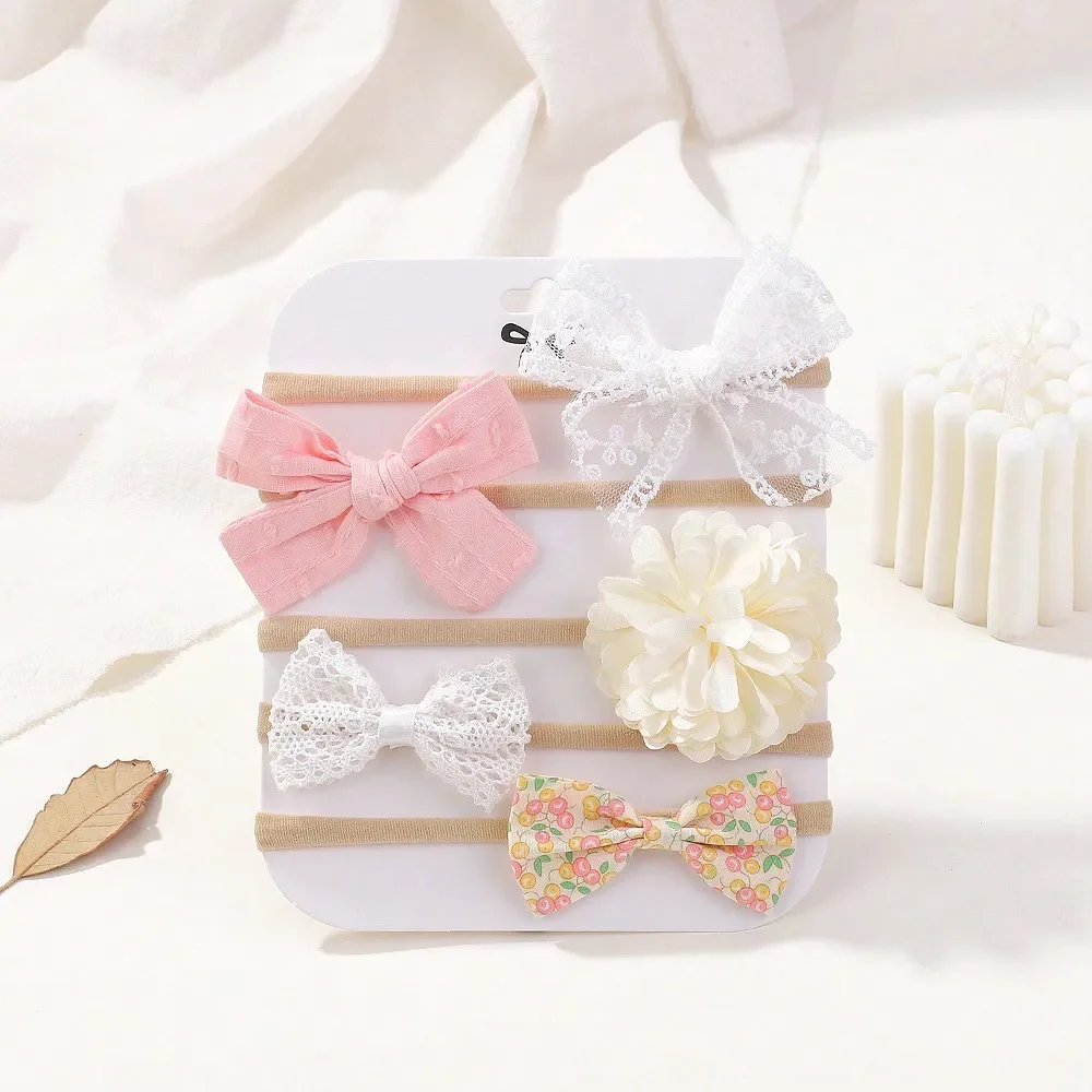 5 ピース/セットベビー弾性ヘッドバンド新生児フラワーレース - Newborn Gift Set のレビューと価格