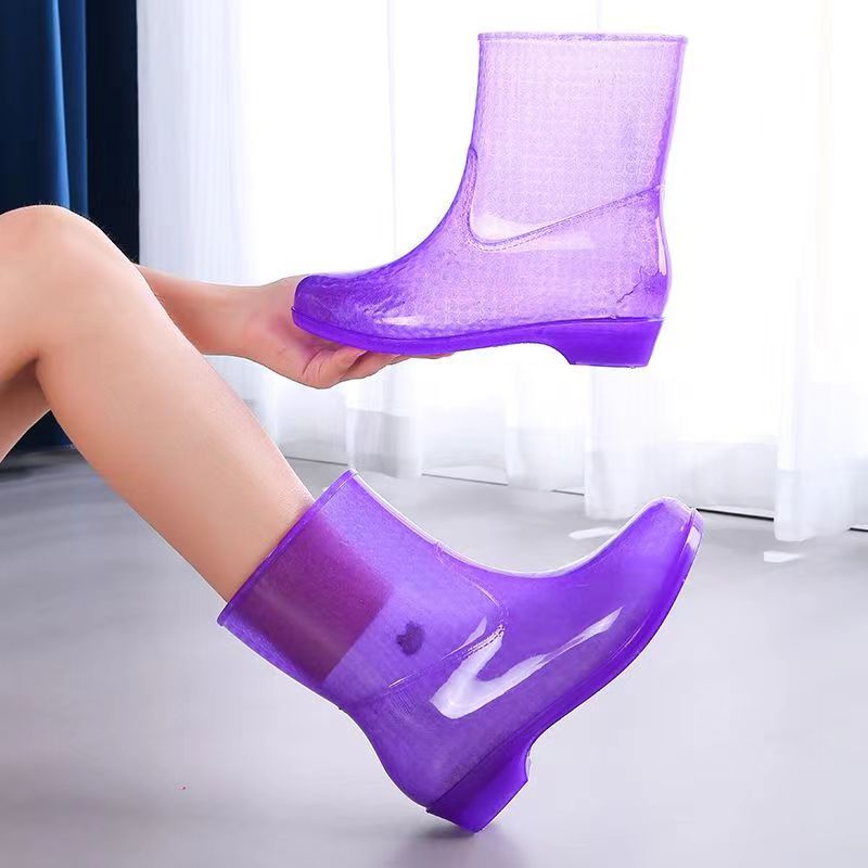 女性用透明ソフトソールレインシューズ,滑り止め,リネン,ゼリ - Soft Sole Booties のレビューと価格
