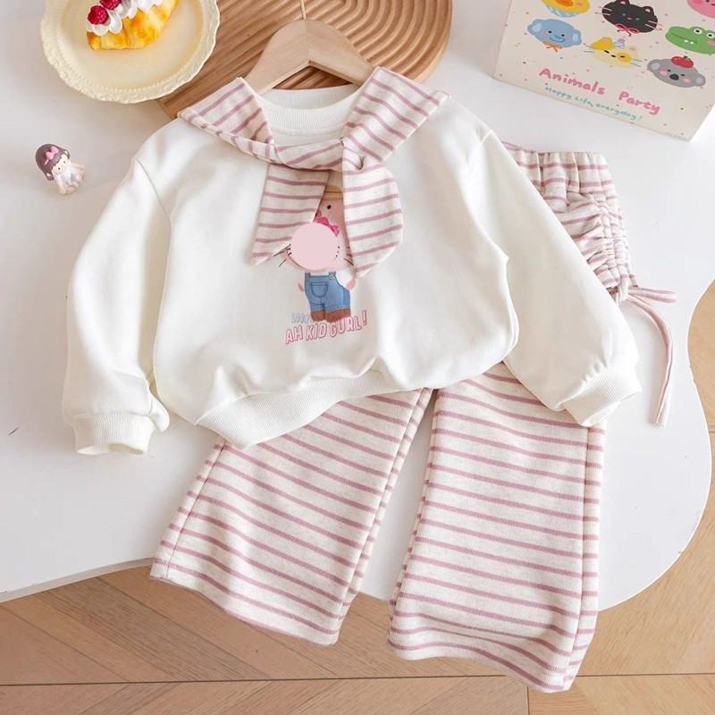 春と秋の女の子用衣装：ユニークな漫画柄のストライプショールス - Baby Clothing Unique のレビューと価格