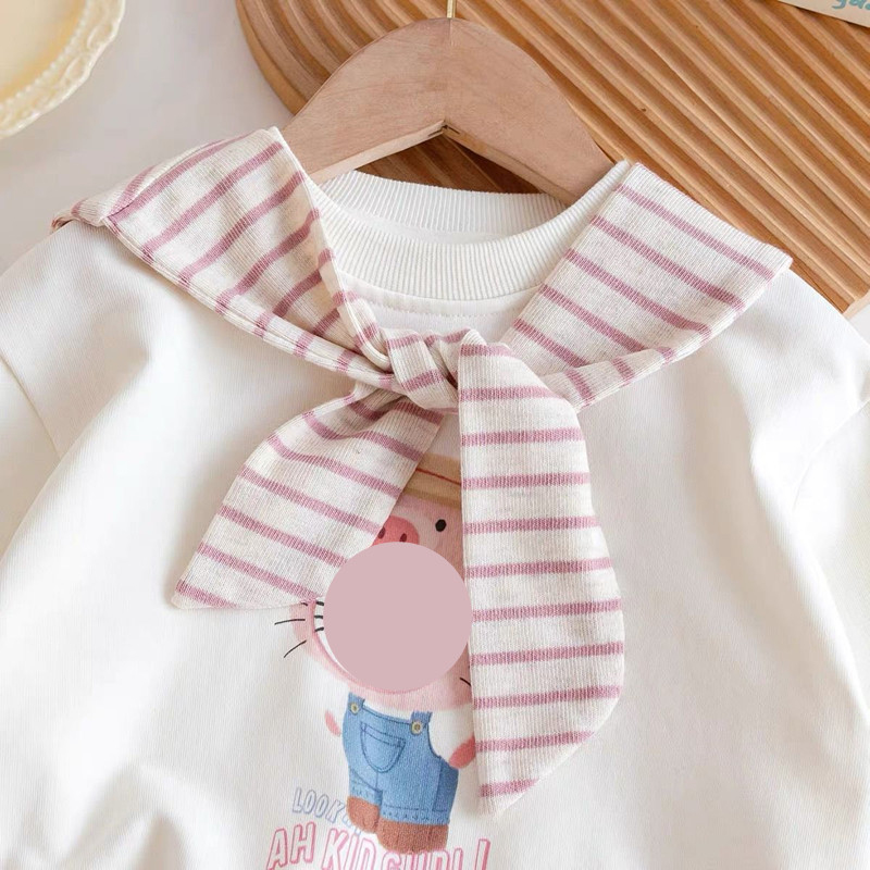 春と秋の女の子用衣装：ユニークな漫画柄のストライプショールス - Baby Clothing Unique のレビューと価格