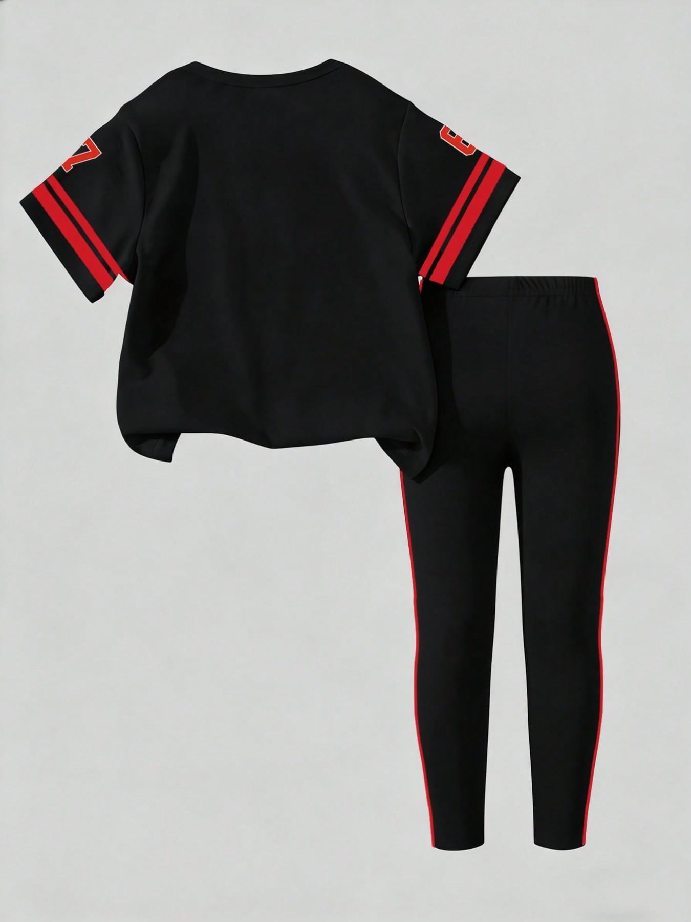女の子の夏と秋のカジュアルウェア、67文字のパターンプリント - Toddler Legging Set のレビューと価格