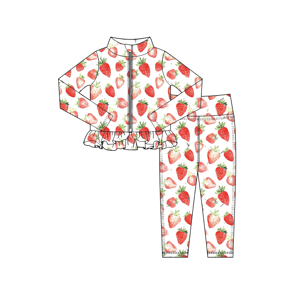 売れ筋女の子用衣装 長袖長ズボン フリルジッパーとフルーツプ - Toddler Legging Set のレビューと価格
