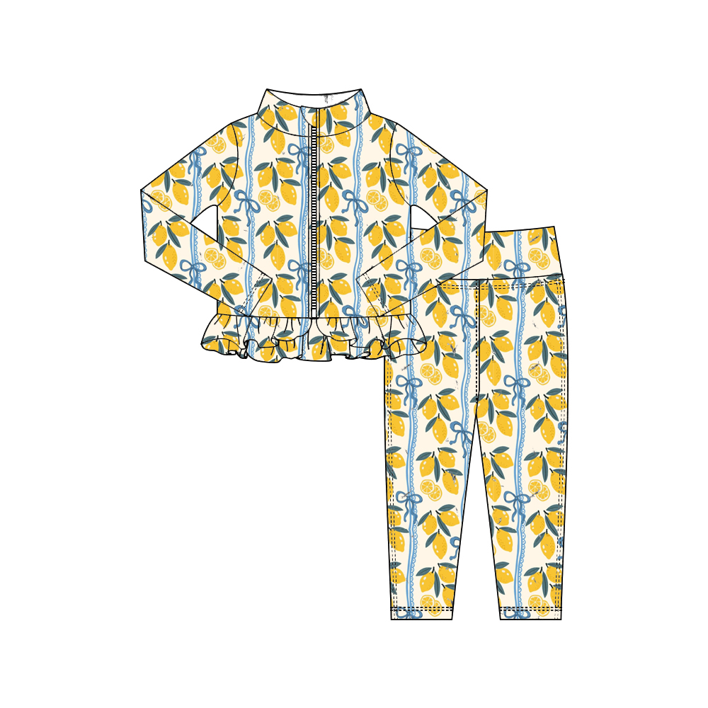 売れ筋女の子用衣装 長袖長ズボン フリルジッパーとフルーツプ - Toddler Legging Set のレビューと価格