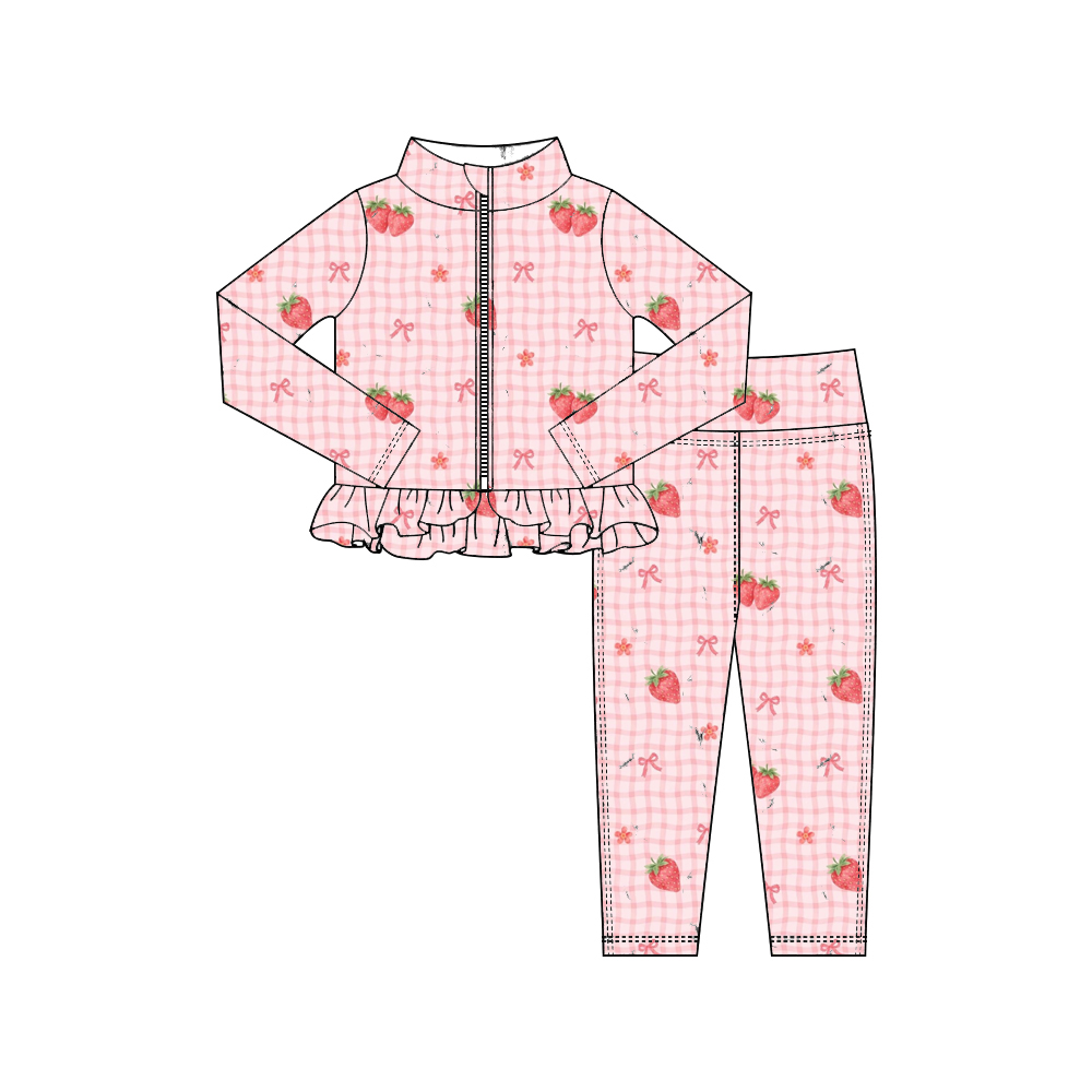 売れ筋女の子用衣装 長袖長ズボン フリルジッパーとフルーツプ - Toddler Legging Set のレビューと価格