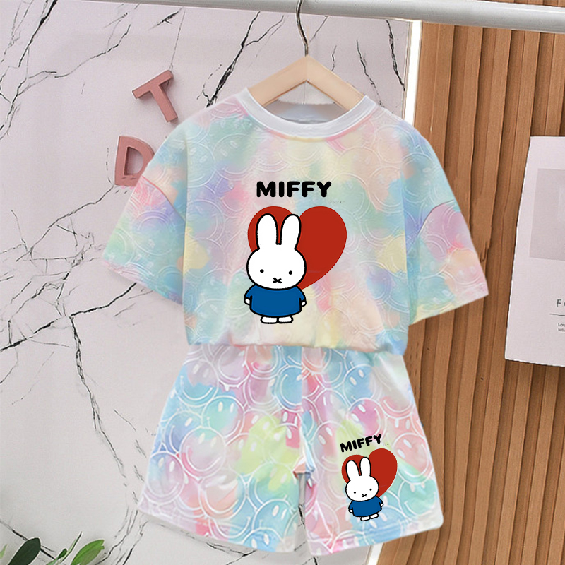 ミッフィーウサギの夏服セット女の赤ちゃん服かわいいプリントタ - Baby Clothing In Summer のレビューと価格