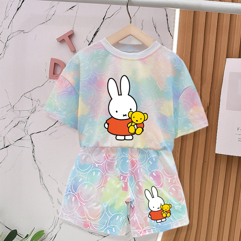 ミッフィーウサギの夏服セット女の赤ちゃん服かわいいプリントタ - Baby Clothing In Summer のレビューと価格