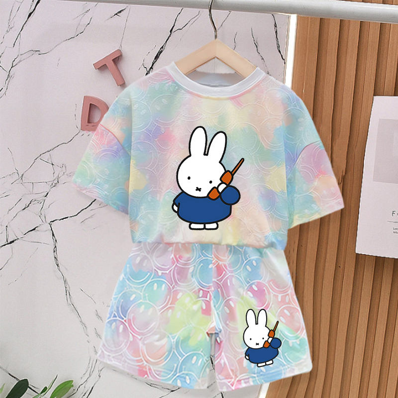 ミッフィーウサギの夏服セット女の赤ちゃん服かわいいプリントタ - Baby Clothing In Summer のレビューと価格