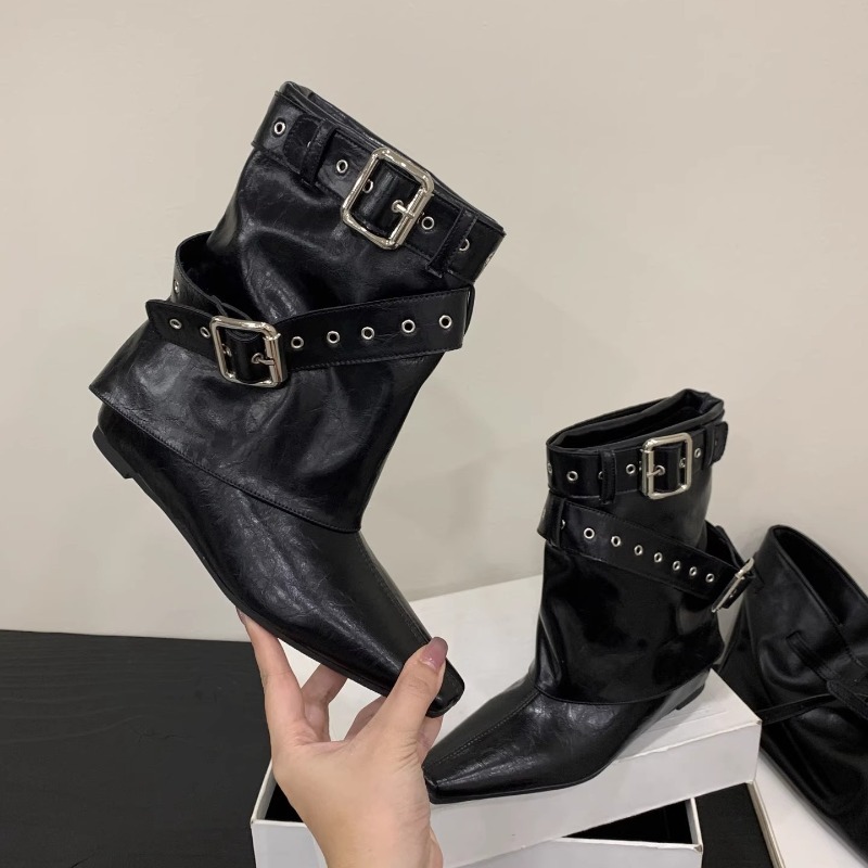 ベルトバックル付きスリーブローヒールブーツ 2025年ファッ - Soft Sole Booties のレビューと価格